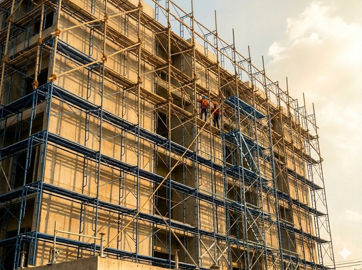 นั่งร้านและแผ่นปูพื้น